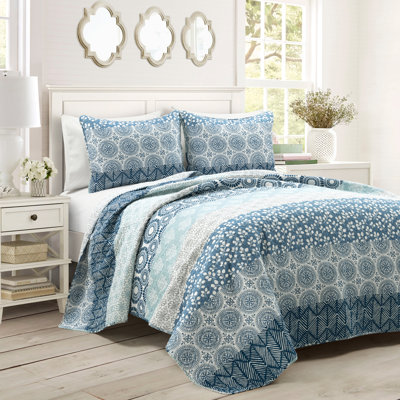 Bohemian 100% Cotton Reversible 3-Piece Quilt Set