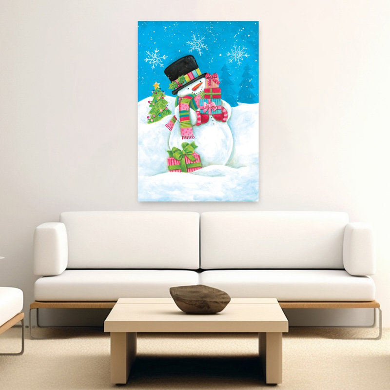 «Christmas Presents Snowman Abstract Contemporary Christmas Tree Winter Landscape Art», H 60 po x l 40 po