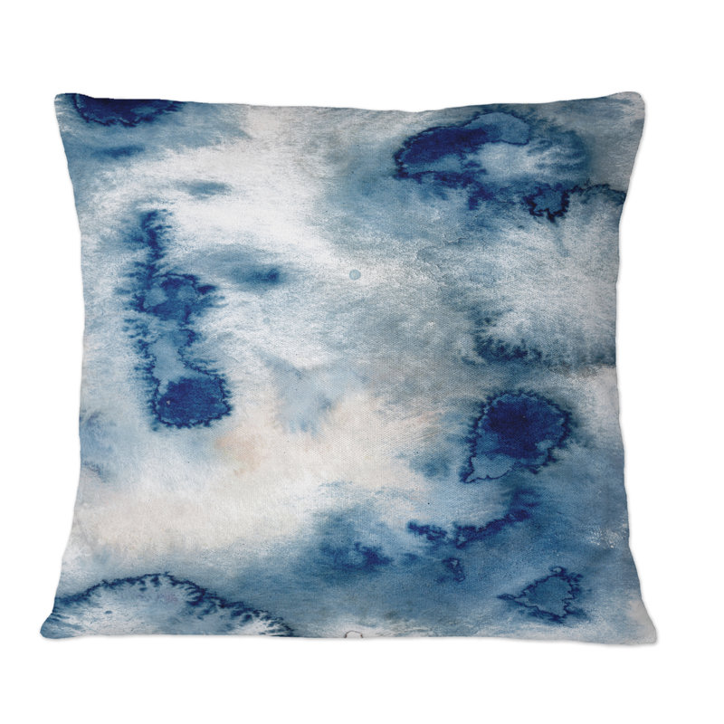 Coussin Watercolor Abstract Classic Blue II - Modern Printed, 18 po x 18 po