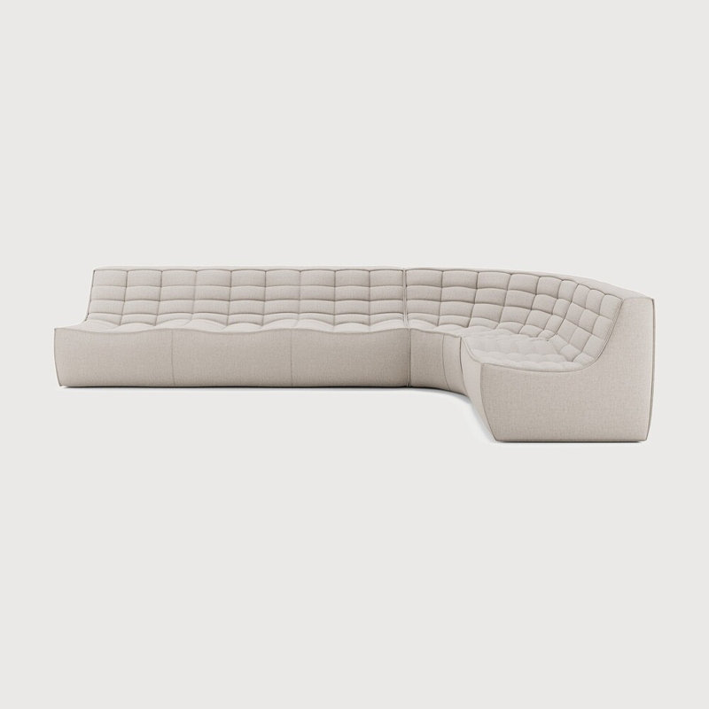 N701 Modular Sofa Set - Combo Left - 1 Seater + 3 Seater + 90° Round Corner, Graphite Cotton Blend, 30" H x 102.5" W x 79" D
