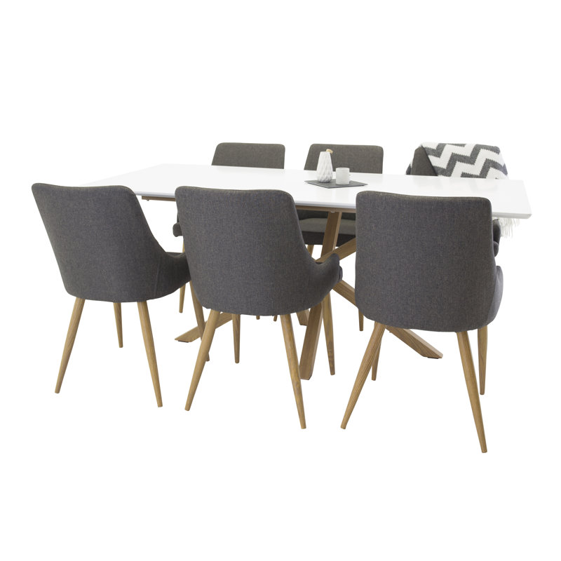 Chelsey 6 - Person Dining Set, White, Dark Grey/Oak