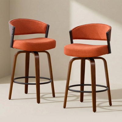 Tabouret de bar pivotant à 360 ° de style Mid-Century courbé moderne avec siège rembourré et dossier ouvert