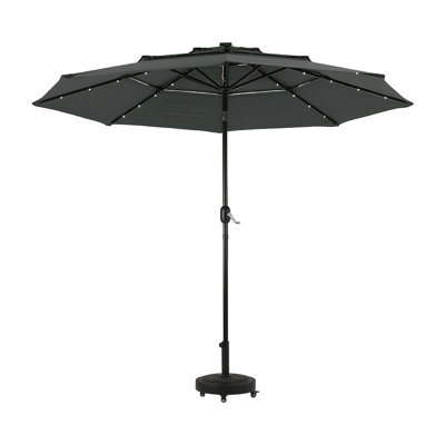 Simonne 289.5cm Lighted Market Parasol with Crank Lift , Counter Weights Included