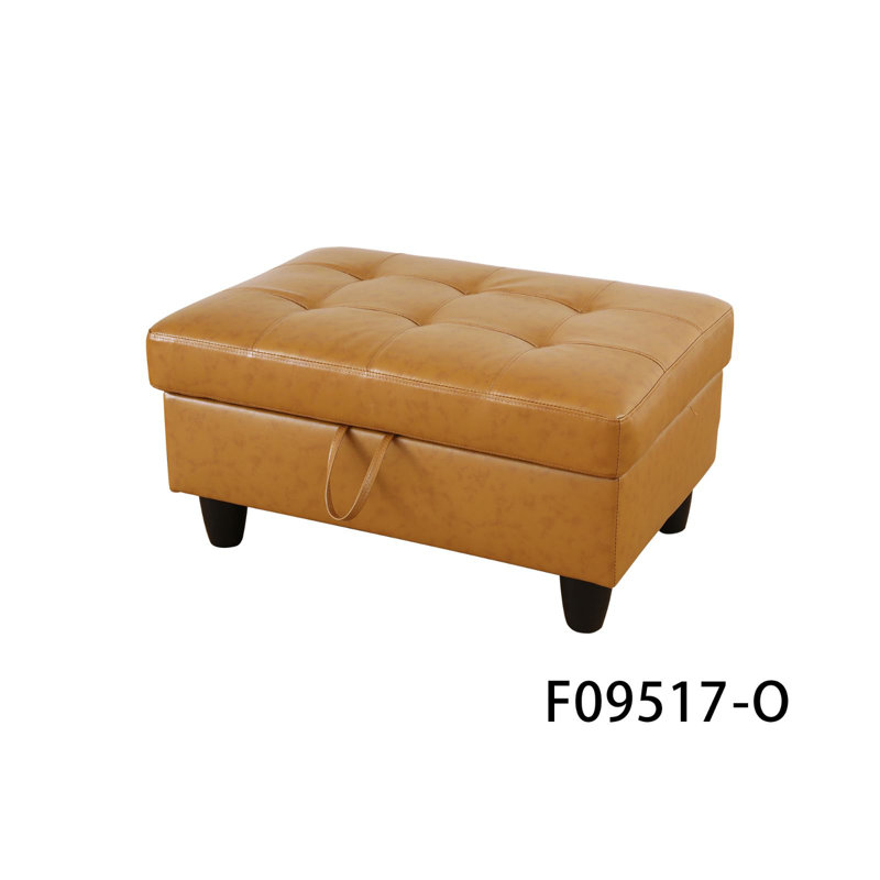 Yulianna Faux Leather Ottoman, Yellow Faux Leather