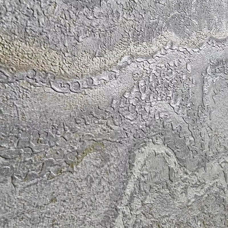 Papier peint texturé pierre de lave gris clair et argent