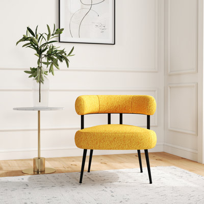 Flannelette-upholstered wooden accent chair with a light luxury design