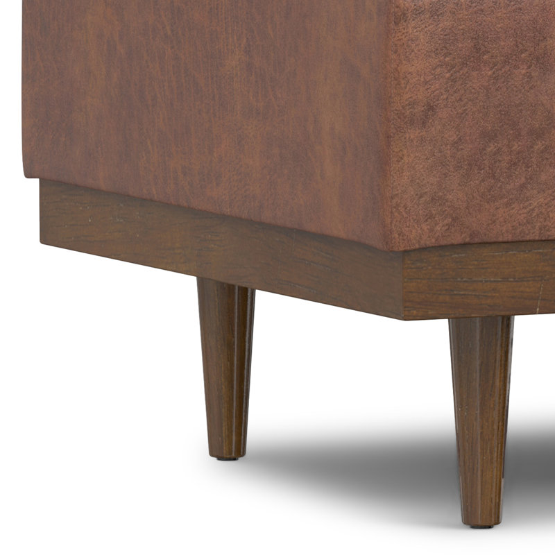 Mariah 34"W Upholstered Coffee Table Storage Ottoman with Lift Top and Solid Wood Legs, Brown