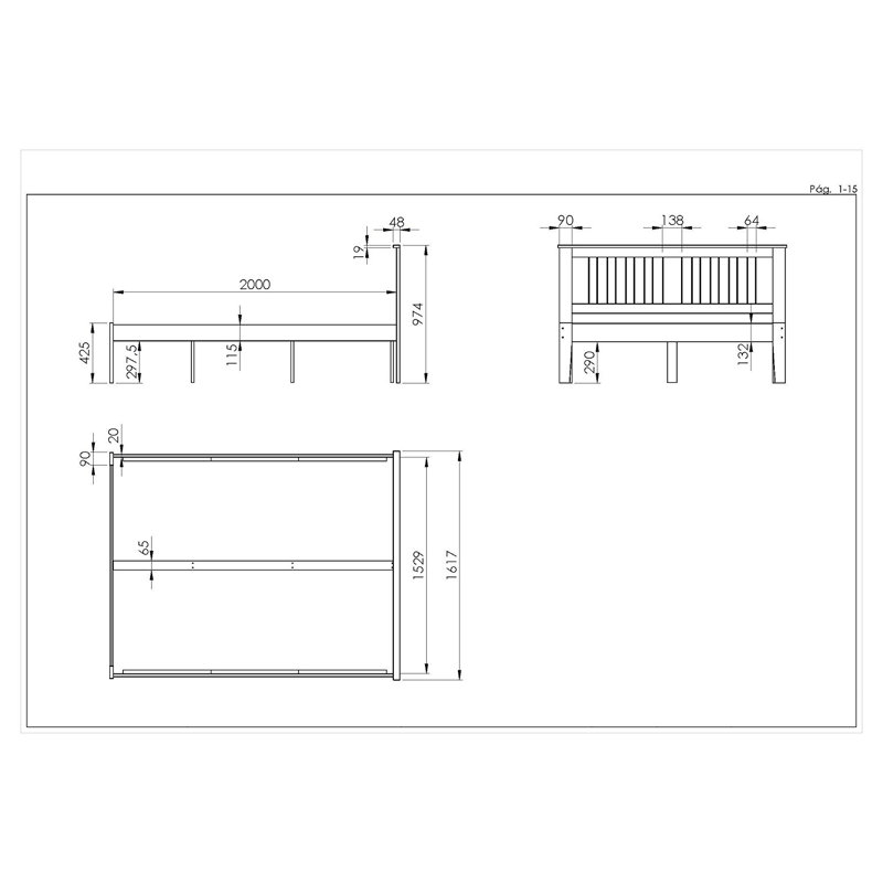 Pine Wooden Osprey Bed Frame, Kingsize (5')