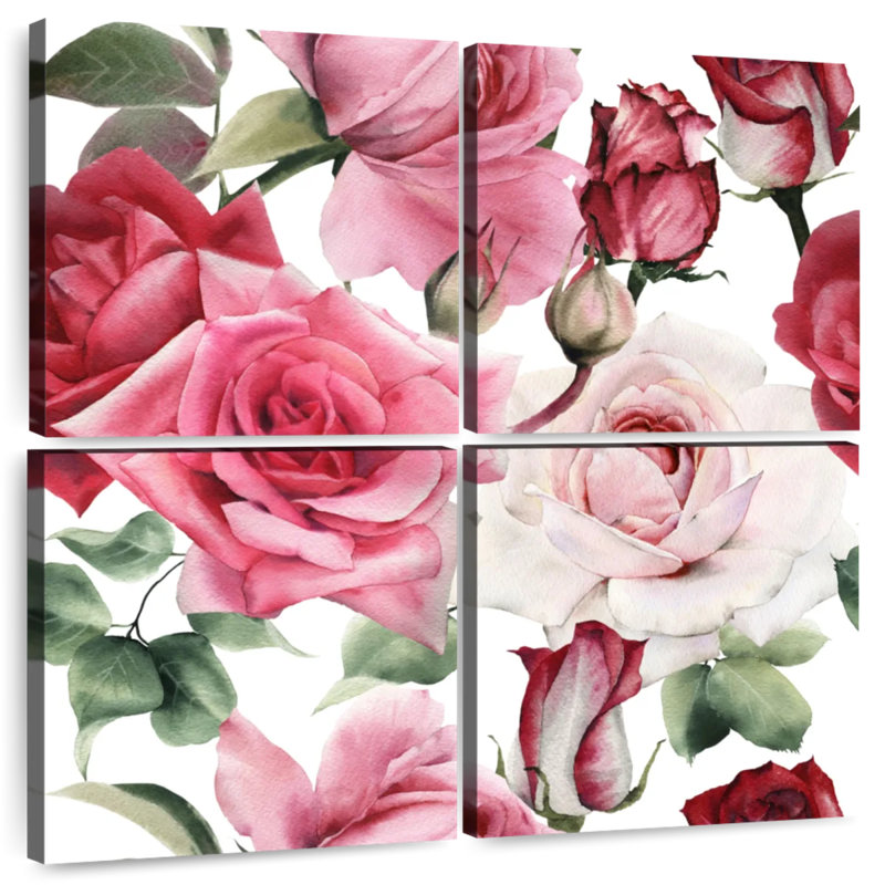 Harnek roses en fleurs, H 26 po x l 26 po