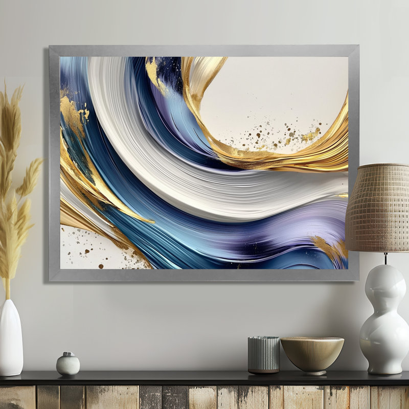 «Golden Silence of Minimal Marble Waterfall III», art mural abstrait minimaliste, Reproduction encadrée d'une seule photo