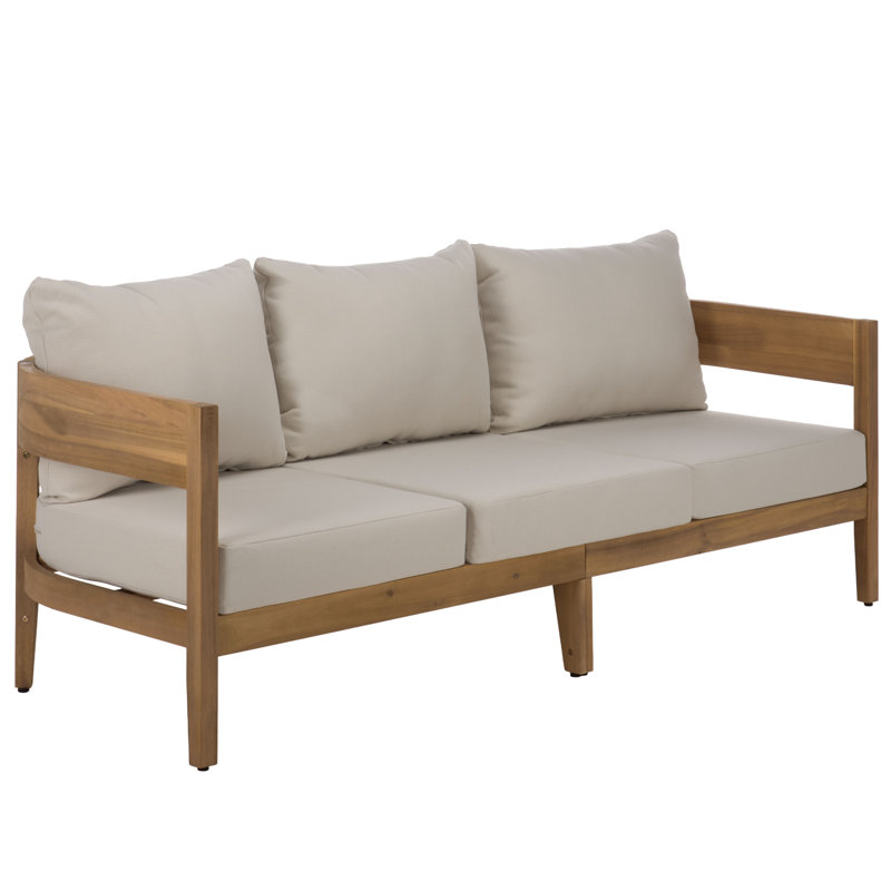 Canapé de patio 3 places Kaiiden, Ivory, Oak