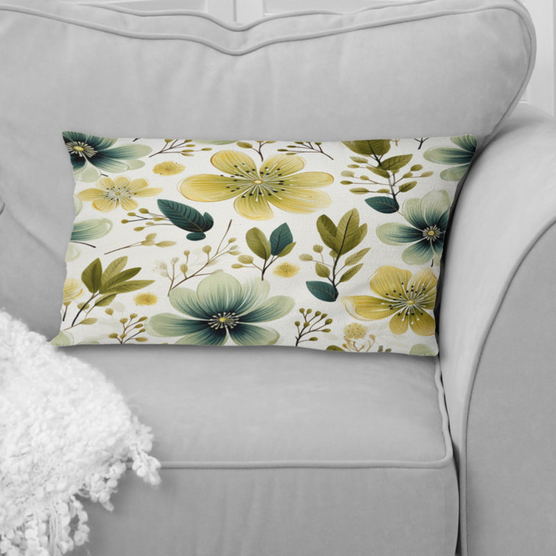 Fougères vertes et blanches Sereny II - coussin à imprimé floral