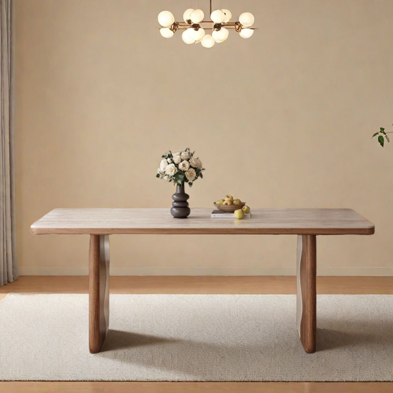 French Style Rectangular Rock-Slab Dining Table, 29.5" H x 70.9" L x 31.5" W