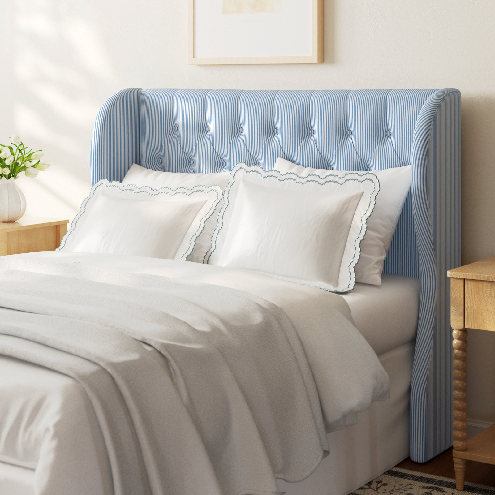 Tomey Wingback Headboard, King, Robina Floral Ochre