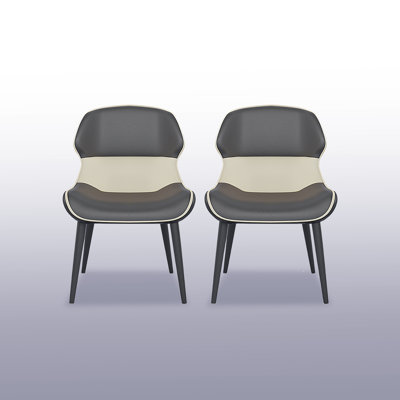 31.5""  Dark grey + Creamy white Solid Back Upholstered Side Chair(Set of 2) -  Corrigan StudioÂ®, 3B1FFE7A86724B27935070BB23412A3C