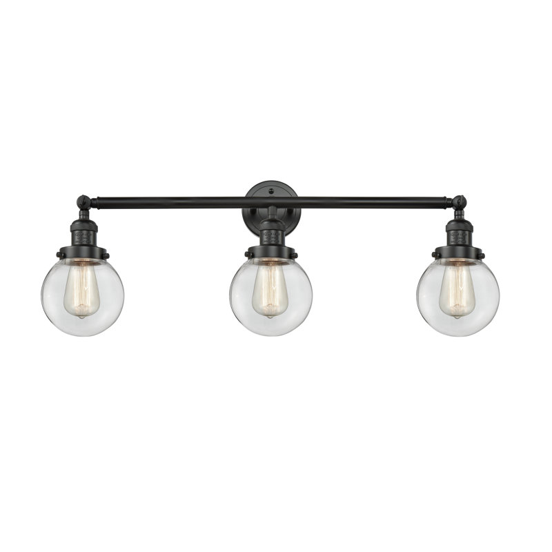 Éclairage de salle de bain à intensité variable 3 lumières Clementina, Ampoule incandescente rétro de 60 watts, Transparent
