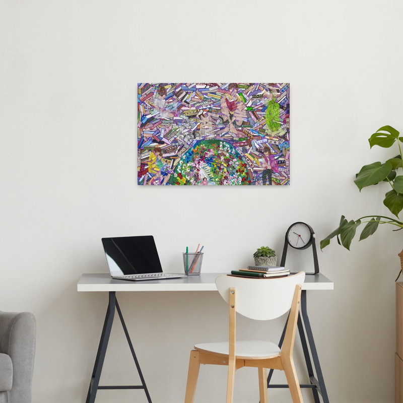 Histoires de jardin fantaisistes - Affiche murale abstraite et colorée de fleurs naturelles modernes, H 24 po x l 36 po