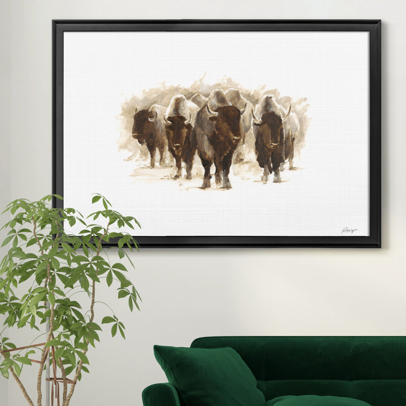 «Herd of Bison II», reproduction d'art sur toile encadrée, Noir, H 18,5 po x l 24,5 po x P 1,5 po