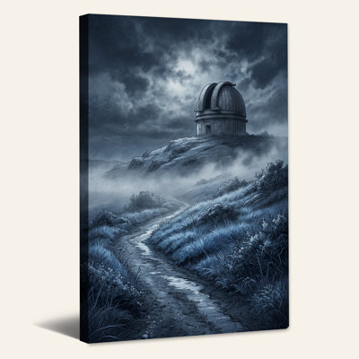 Art mural bleu sur toile "Misty Hill"