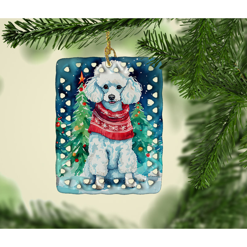 Ornement en porcelaine de Noël caniche, Caniche 3579
