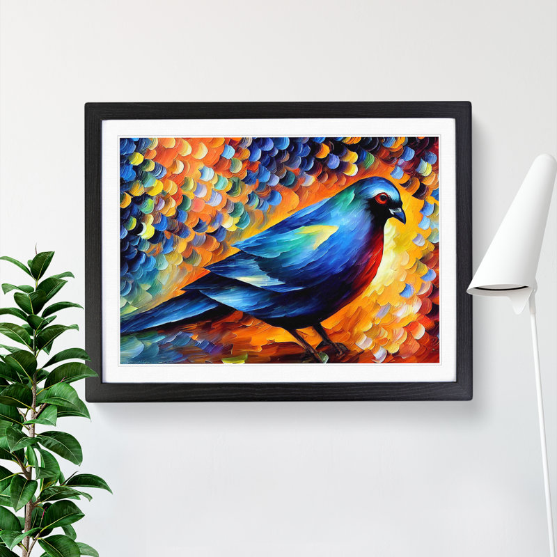 Pigeon Bird Vol.3 - Single Picture Frame Painting, Black Framed, 46cm H x 64cm W x 2cm D