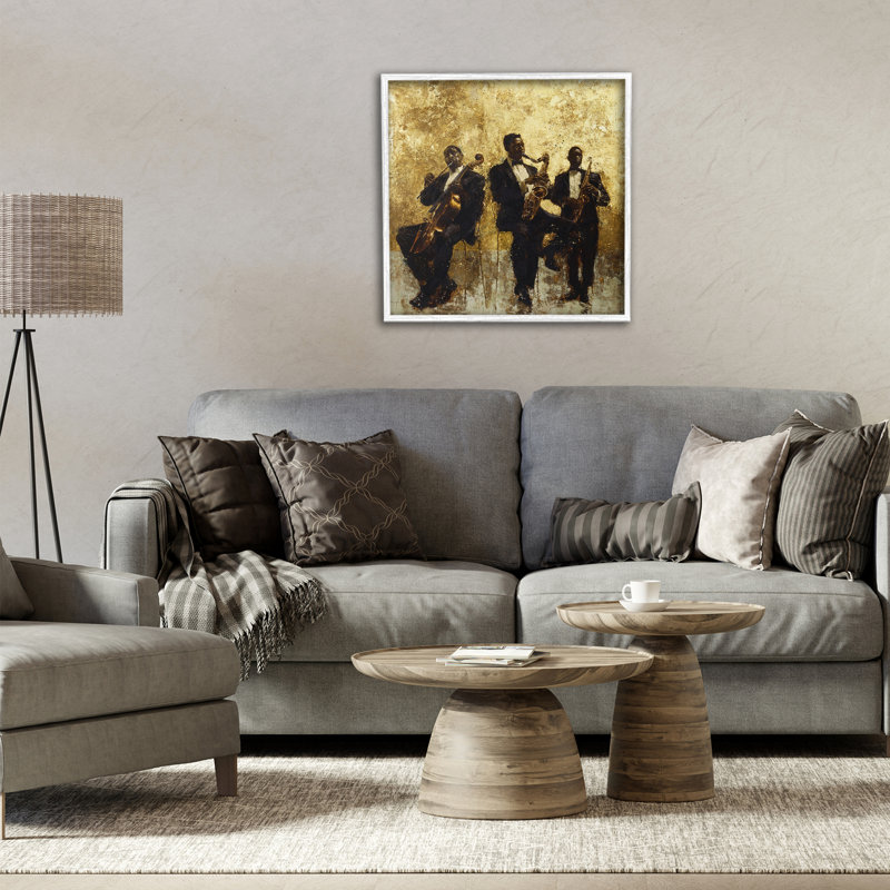 Golden Era Musiciens Abstraction, giclée encadrée, design par Marta Wiley, H 17 po x l 17 po