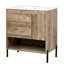 Armoire de rangement pour salle de bain avec lavabo en céramique de 30 po, système d'organisation à tiroirs, porte, tablette ouverte, structure en bois, pieds en métal, cloisons de tiroir faciles à nettoyer, armoire, lavabo massif