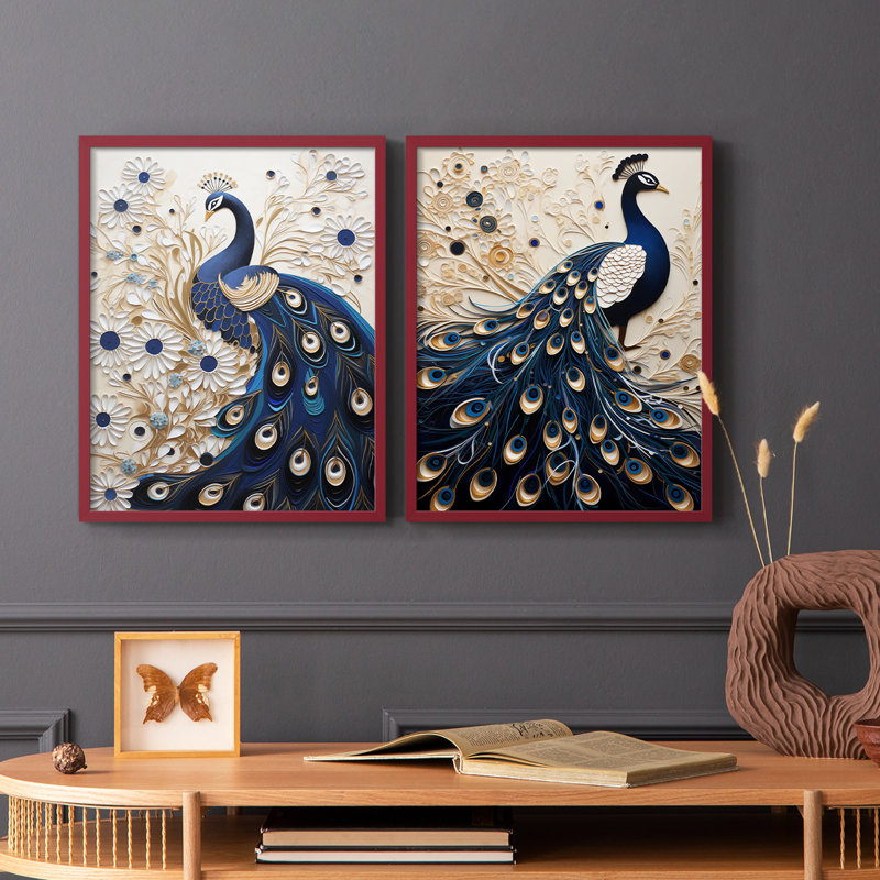 ANIMALS Series CCXLV-Premium Framed Print -Ready to Hang - No Nails Required - No Nails Required, 11" H x 18" W, Red