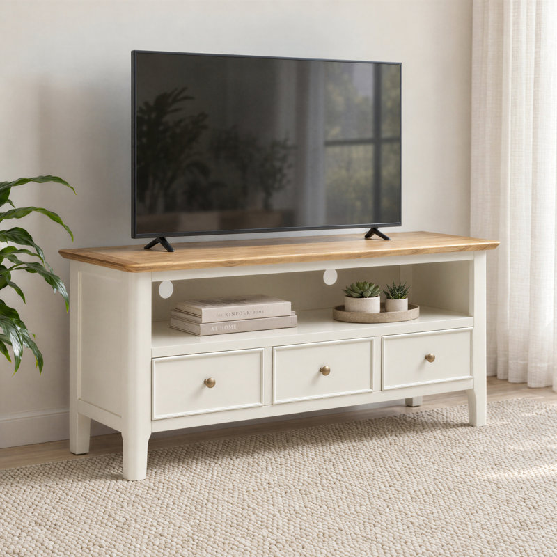 TV Stand, 55cm H x 120cm W x 40cm D, Oak/Cream