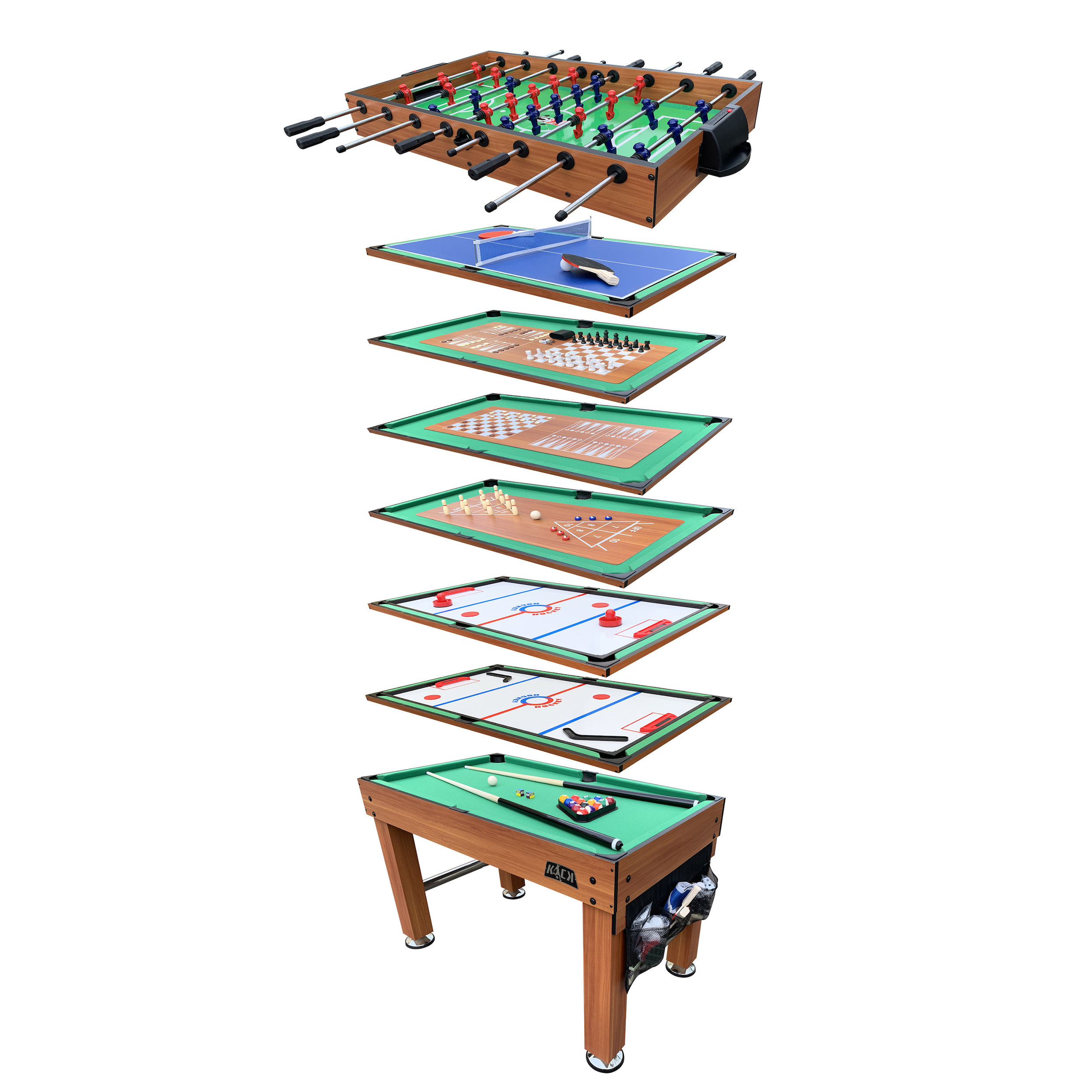 KICK Foosball Tables KICK Defender 48″ 10in1 MultiGame Table Combo Arcade Set for Home, Game