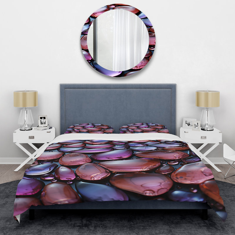 Ensemble de housse de couette Zen Purple Amethyst 2 - Spiritual Stone, Housse de couette pour grand lit et 2 taies décor