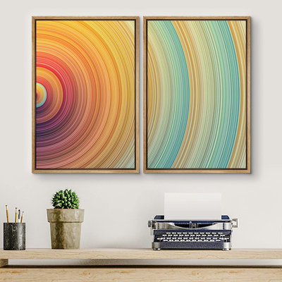 Colorful Brushstrokes Vibrant Geometric Rainbow Collage Colourful - 2 Piece Print on Canvas