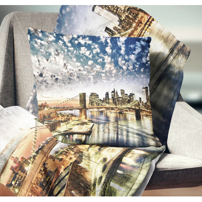 Cityscape New York City Manhattan Skyline Photo Pillow