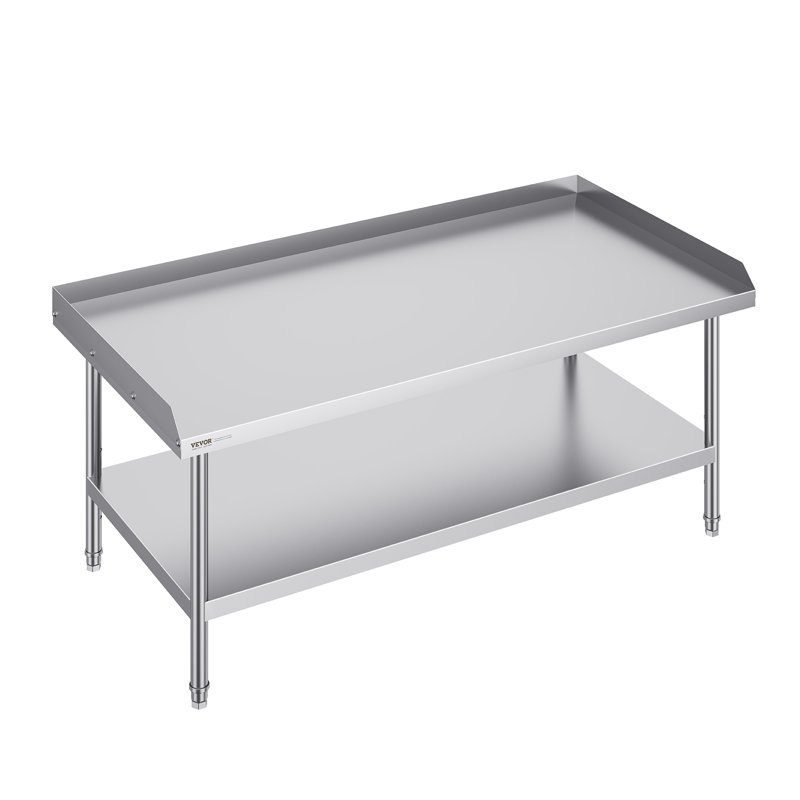 26 Inch Height Stainless Steel Work Table with 3-side Baffles, Height Shelf, 26" H x 60" W x 26" D