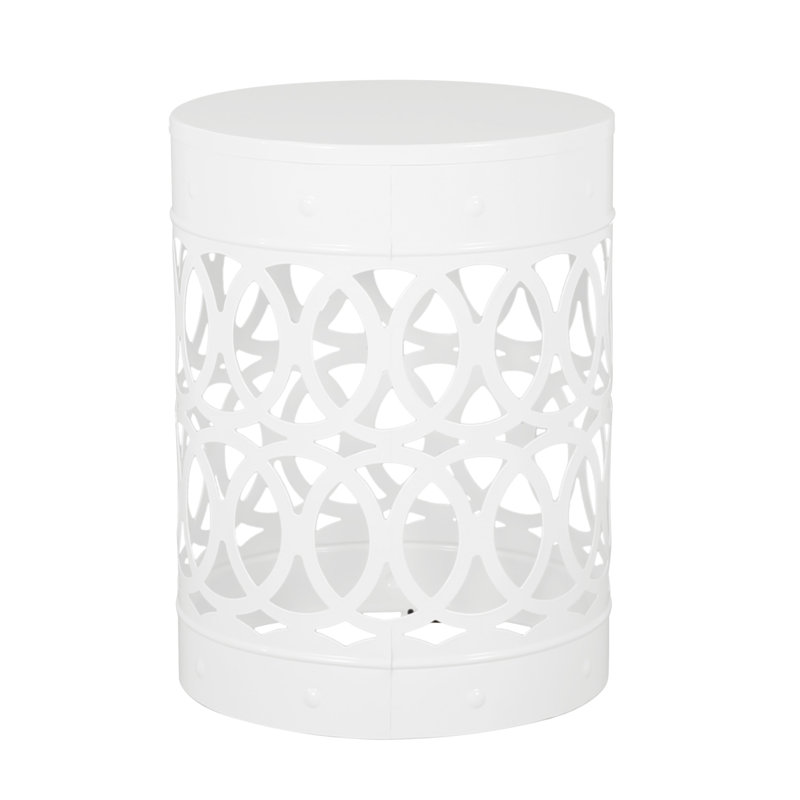 Outdoor Metal End Table -Large, White