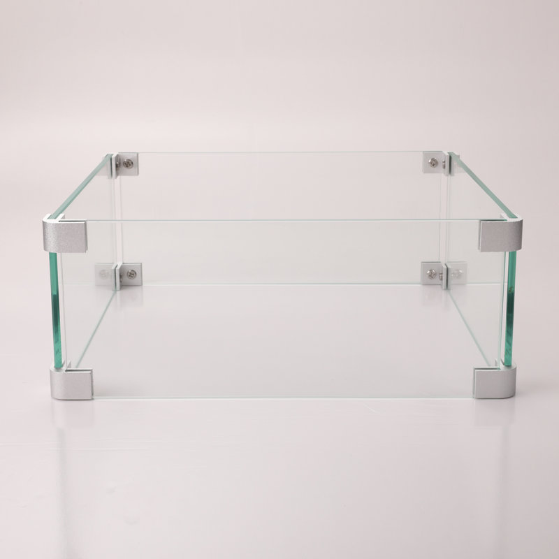 Transparent Square Fire Table Windshield Protection Obstacle Resistance, 14.4"X14.4", 2.5Lb Partition, 14.56In X 5.55In,