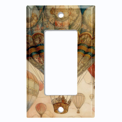 Metal Light Switch Plate Cover; US Standard Size 1 Gang GFI Rocker - Hot Air Balloons
