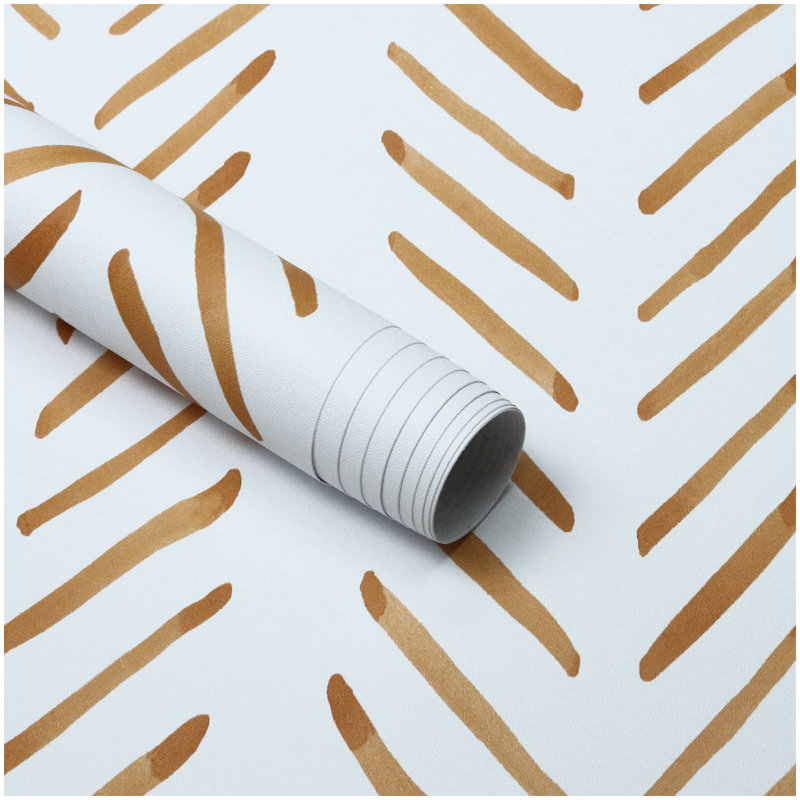 Rouleau de papier peint adhésif Geralda, L 17,72 po x l 9,8 po, Terra Cotta / blanc