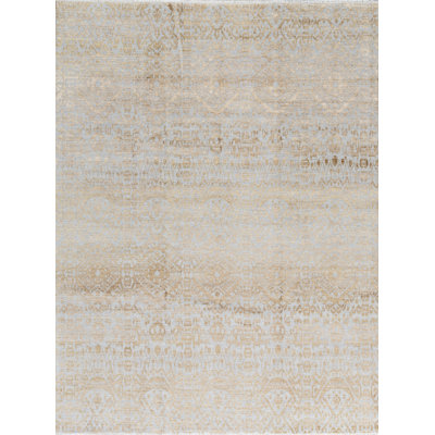 Tapis argenté et doré de haute qualité noué à la main