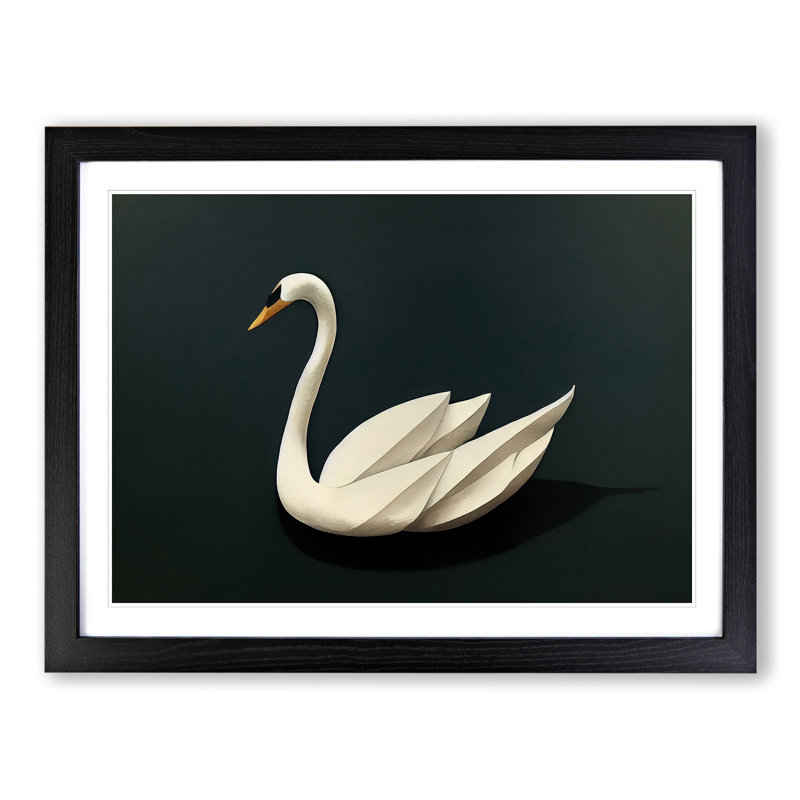 Intense Swan - Framed Print, Black, 46cm H x 64cm W x 2cm D