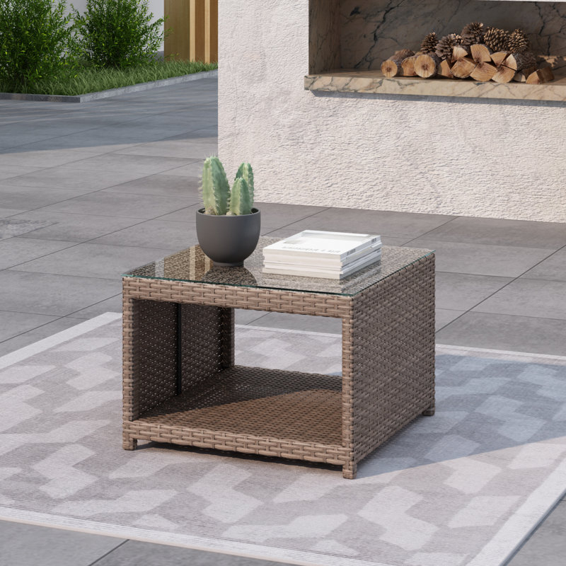 Square Wicker Outdoor Coffee Table , 64cm cm W 64cm cm D
