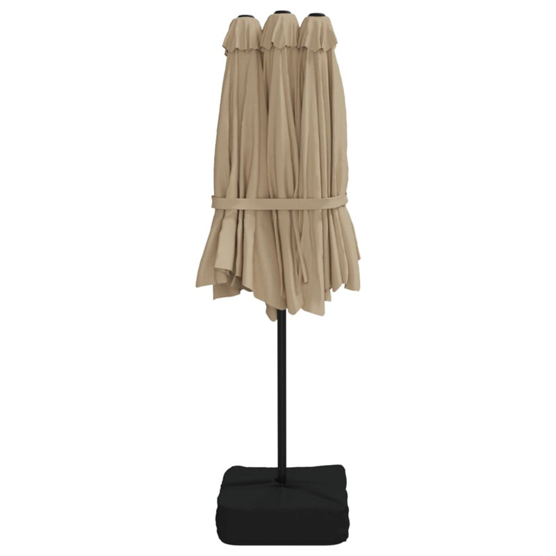  Parasol de jardin taupe et polyester gris foncé, fer thermolaqué