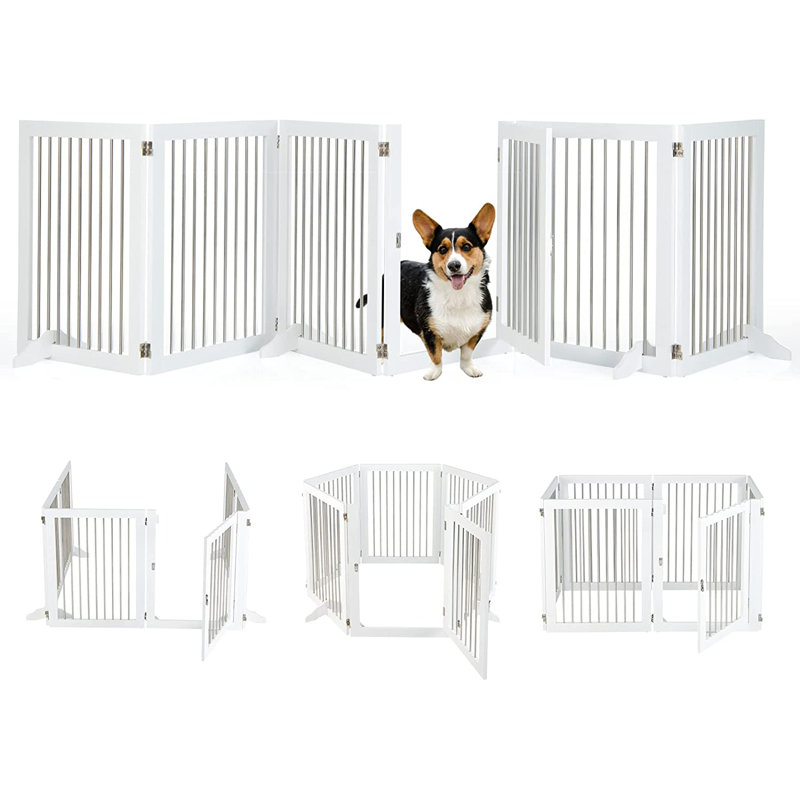 Rachel Wood Free Standing Pet Gate With Door