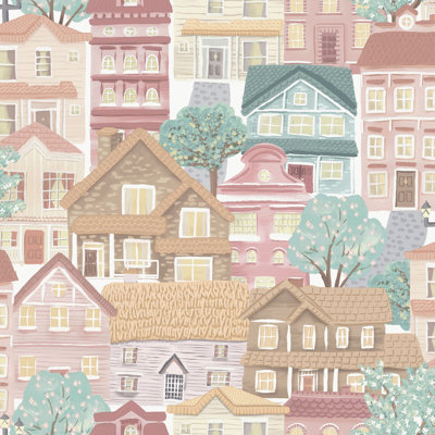 Kids and Teens Collection Whimsical Houses Wallpaper Roll