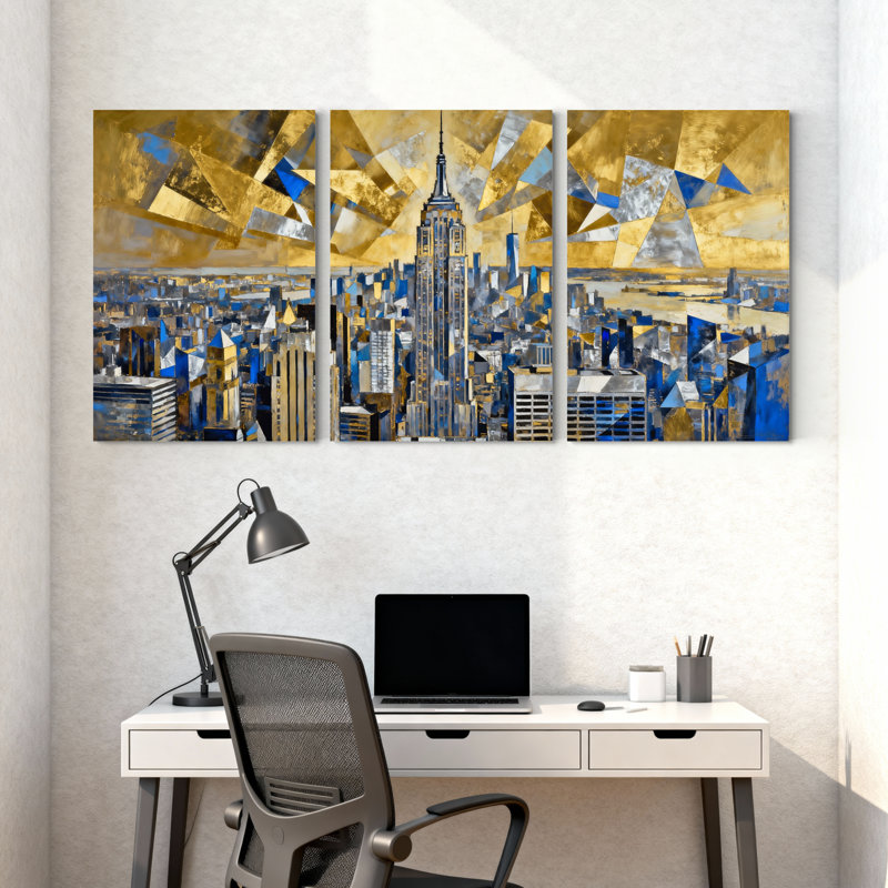 Ensemble de 3 impressions d'art sur toile, villes et pays, H 18 po x l 36 po