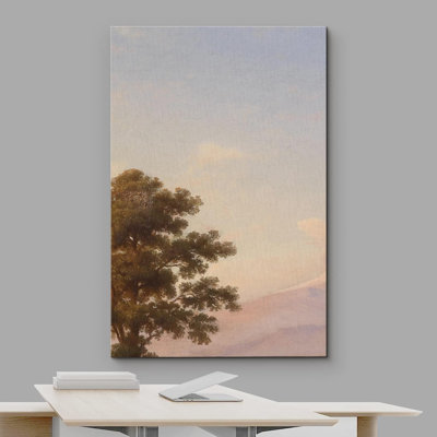 Nuage bleu dégradé ciel pastel forêt arbres nature paysage art moderne décor minimaliste calme rustique