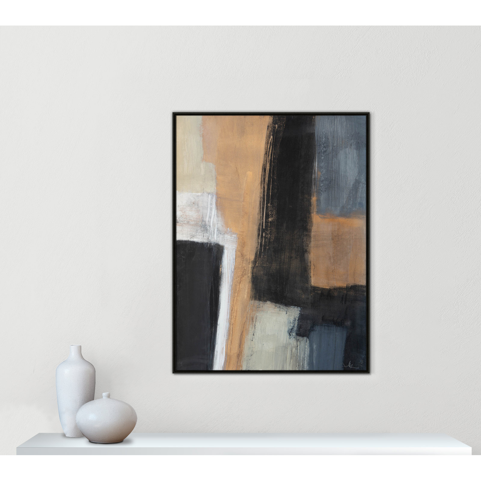 Karl Metallic Slate I Framed On Canvas Print, Espresso, 49.5" H x 37.5" W x 2" D