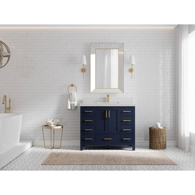 Malibu 42'' Single Bathroom Vanity with Top, Carrara Quartz
