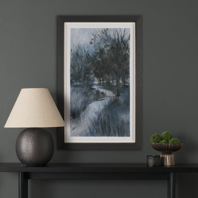 Harine And Willows II By Studio Hand Embelished Textured Framed Artwork Matted Under Glass