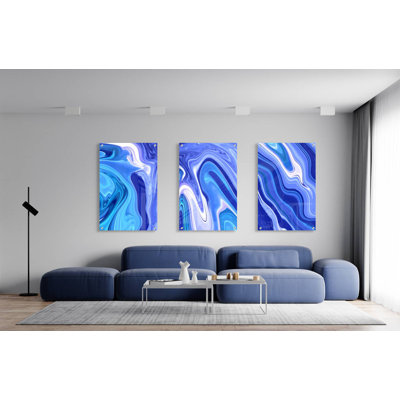 Blue Decor - ensemble de 3 reproductions sans cadre